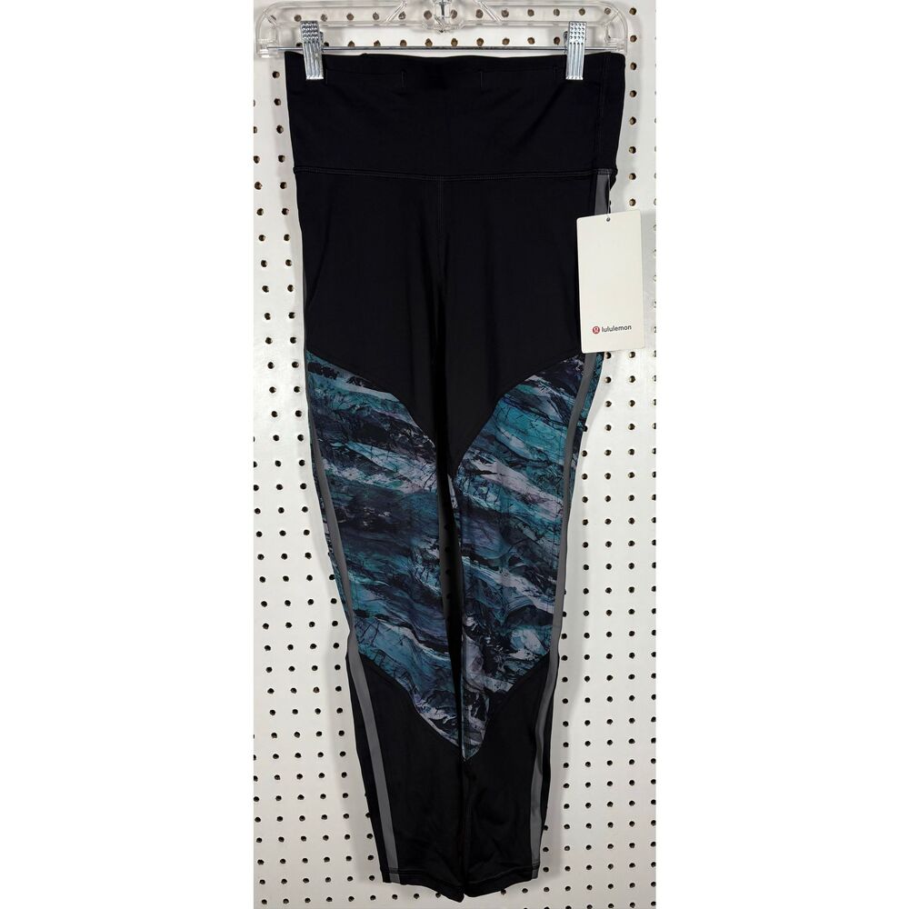 Lululemon Run to Reset Tight 25" Leggings Black Frozen Island Gym Workout Size 6